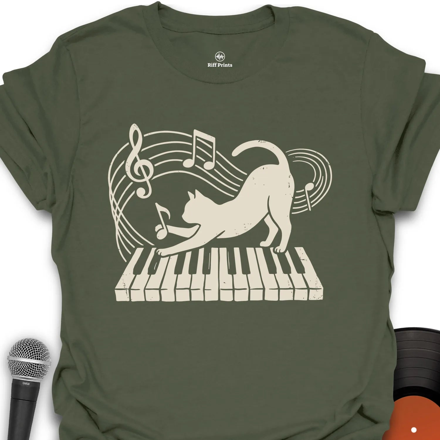 Cat Plays on Piano T-Shirt