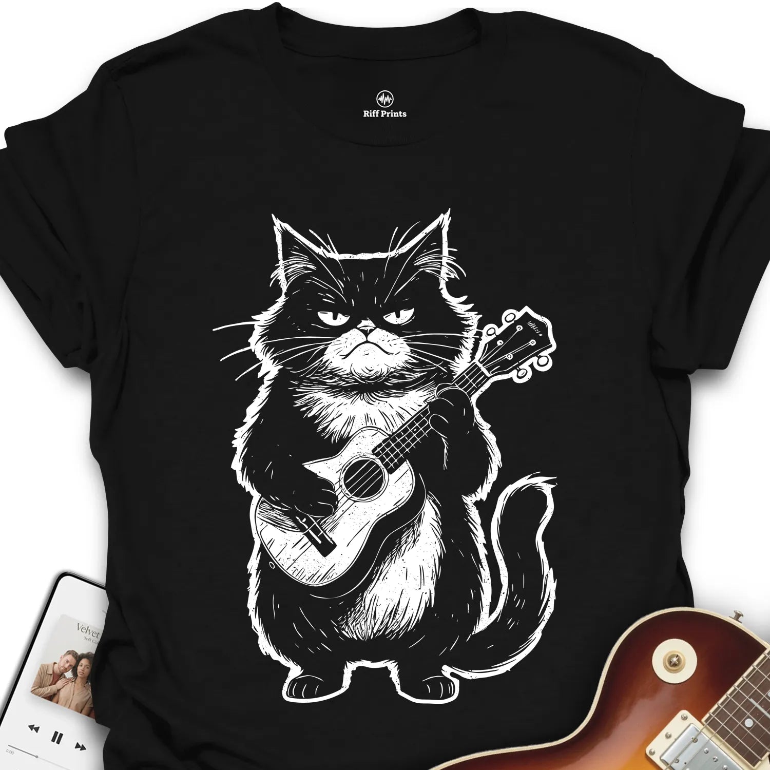 Grumpy Ukulele Cat T-Shirt