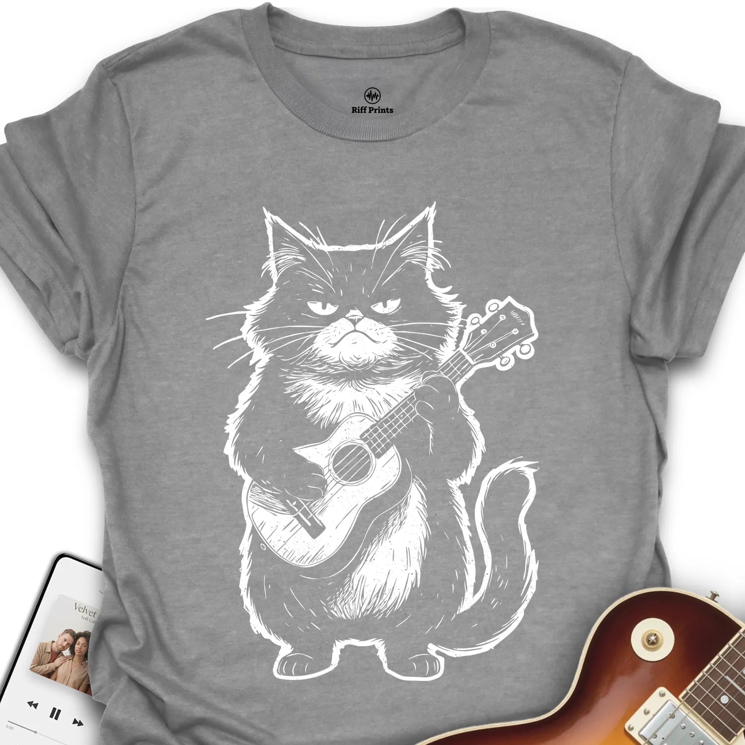 Grumpy Ukulele Cat T-Shirt