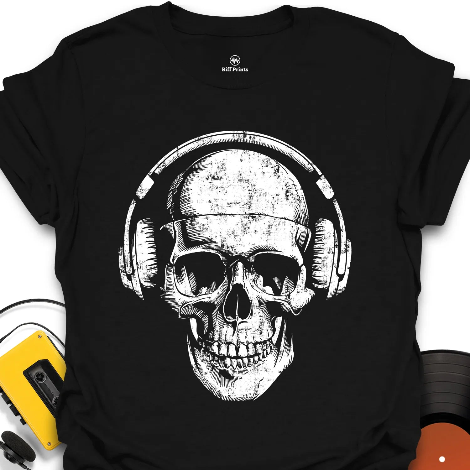 Headphones on Skull Music T-Shirt