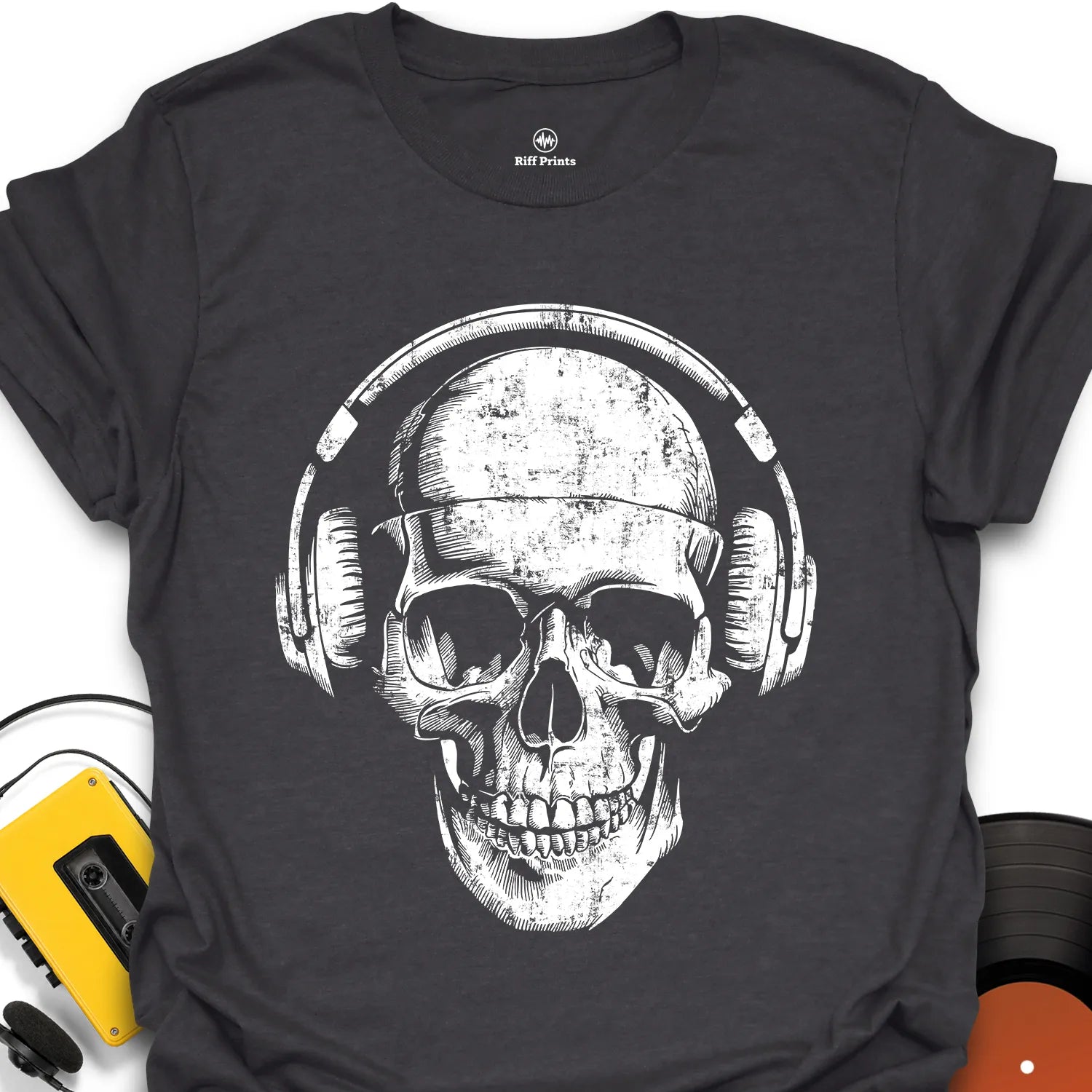 Headphones on Skull Music T-Shirt