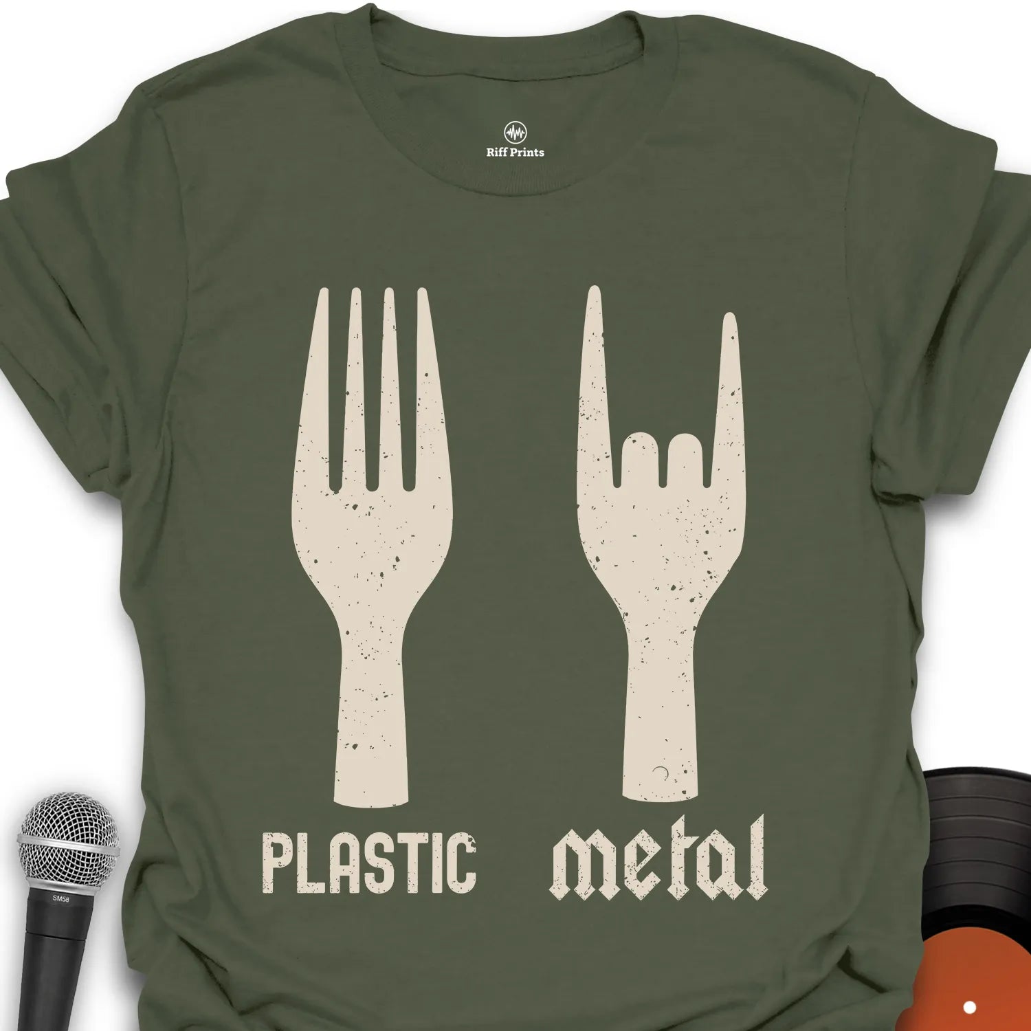 Plastic vs Metal Forks Music T-Shirt