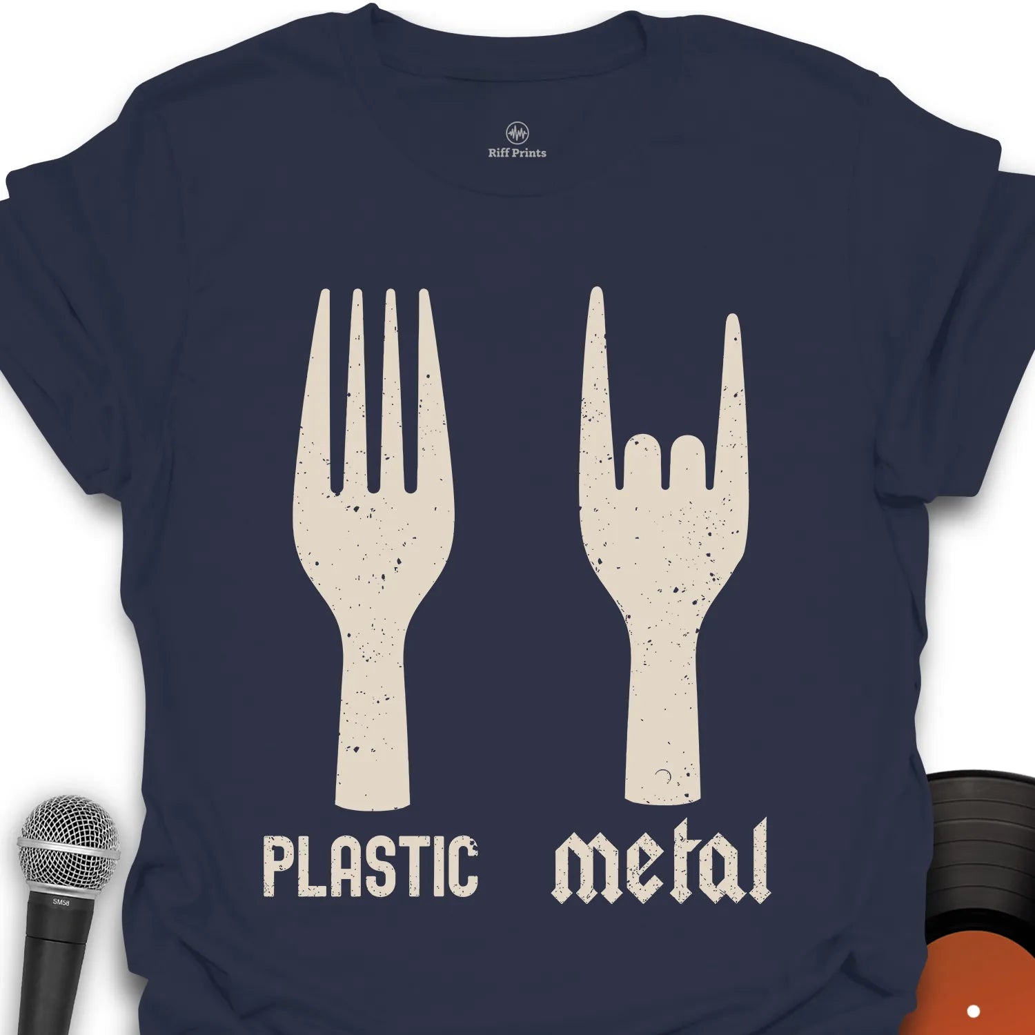 Plastic vs Metal Forks Music T-Shirt
