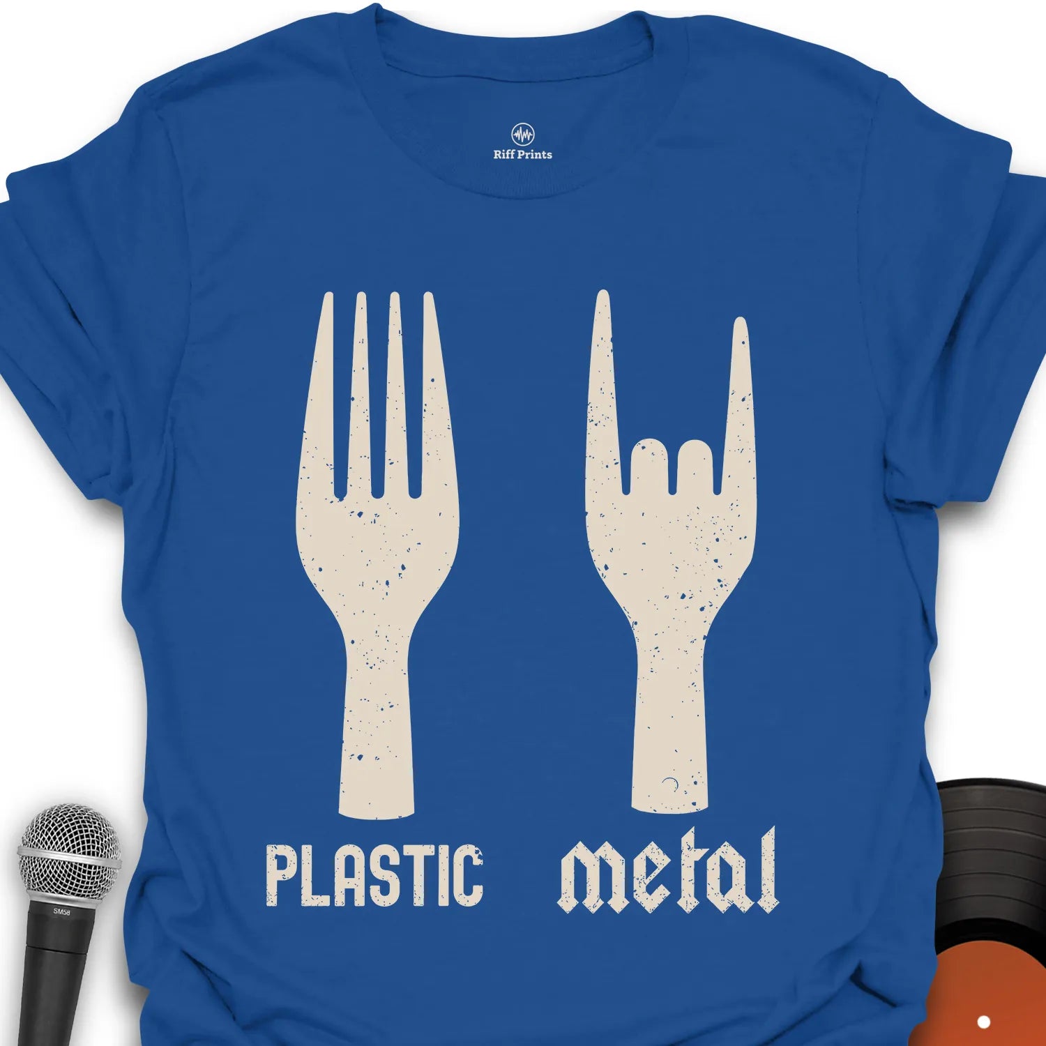 Plastic vs Metal Forks Music T-Shirt