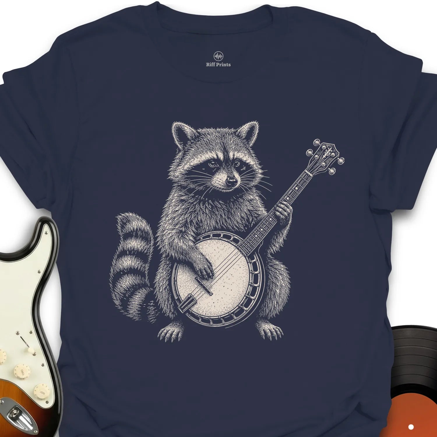Raccoon on a Banjo Music T-Shirt
