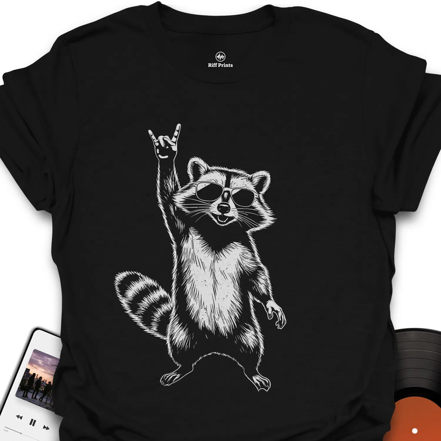 Raccoon Rocks On Music T-Shirt