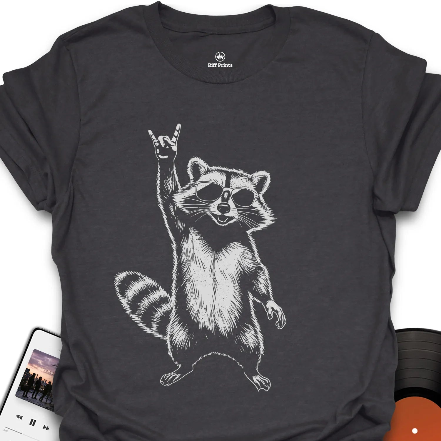 Raccoon Rocks On Music T-Shirt