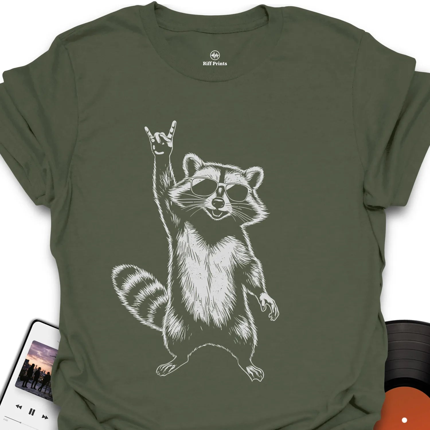 Raccoon Rocks On Music T-Shirt